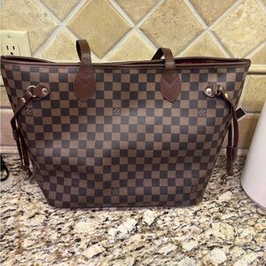 Brown Checkered Tote Bag